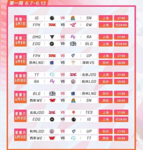 LPL2021夏季赛赛程表 LOL夏季赛2021开赛时间对局安排